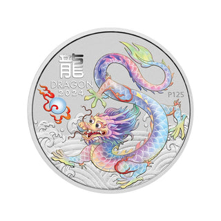 Brisbane ANDA Money Expo 2024  Australian Lunar Series III 1oz Coloured (White) Dragon Card