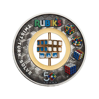 Rubik’s™ Cube 50th Anniversary 2024 2oz Silver Antiqued Coloured Coin