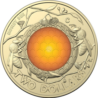 2022 Australian Honey Bees $2 C Mintmark Coloured
