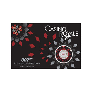James Bond Casino Royale Casino Chip 2023 1oz Silver Coloured Coin in Card