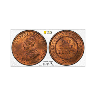 1919 Half Penny 1/2d Graded MS65RB