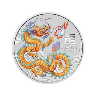 ANA Show Special - Golden Dragon 2024 Year of the Dragon 1oz Silver Coloured Coin in Card