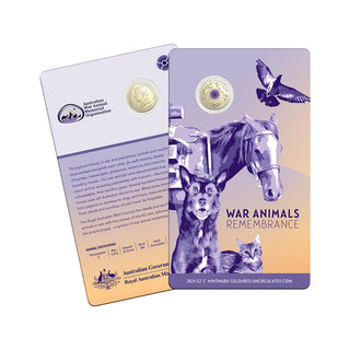 2024 $2 'C' Mintmark Coloured Uncirculated Coin - War Animals Remembrance