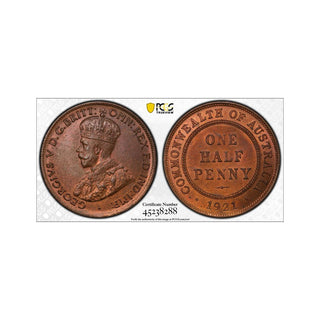 1921 Half Penny 1/2d Graded MS64RB