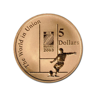2003 Rugby World Cup $5 Uncirculated Coin