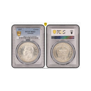 1937 Australian Crown 5 Shilling Graded MS63