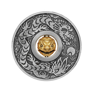 Year of the Dragon Rotating Charm 2024 1oz Silver Antiqued Coin