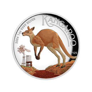 Australian Kangaroo 2024 1oz Silver Proof High Relief Coloured Coin