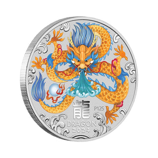 Australian Lunar Series III 2024 Year of the Dragon 1oz Silver Coloured Coin in Card
