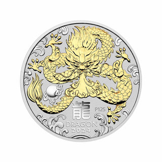 2024 Year of the Dragon 1oz Silver Gilded Coin