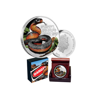2022 Deadly And Dangerous Red Bellied Black Snake 1oz Silver Proof Coin