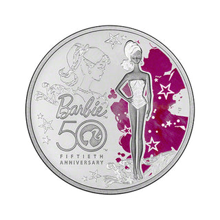 2009 50th Anniversary Of Barbie Tuvalu $1 Silver Coin