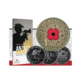 2015 ANZACS Remembered 15 Coin Set Including the War Heroes Red Poppy $1