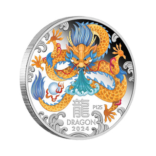 2024 Year of the Dragon 1oz Silver Proof Coloured Coin