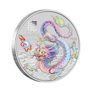 Brisbane ANDA Money Expo 2024  Australian Lunar Series III 1oz Coloured (White) Dragon Card