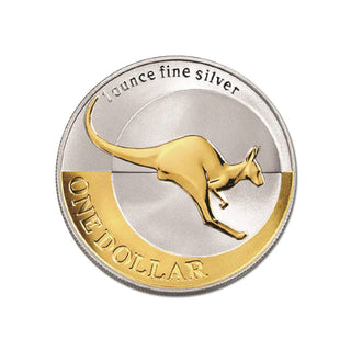 2004 $1 Kangaroo Selectively Gold Plated 1oz Silver Coin