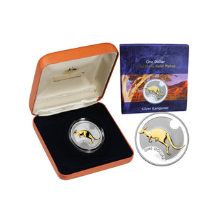 2006 $1 Kangaroo Selectively Gold Plated 1oz Silver Coin