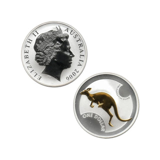 2006 $1 Kangaroo Selectively Gold Plated 1oz Silver Coin