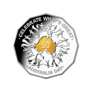 2010 Australia Day 50c Selectively Gold Plated Silver Proof
