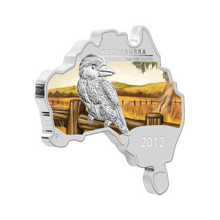 2012 Australian Map Shaped Kookaburra 1oz Silver Coin