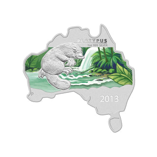 2013 Australian Map Shaped Platypus 1oz Silver Coin