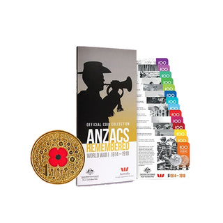 2015 ANZACS Remembered 15 Coin Set Including the War Heroes Red Poppy $1
