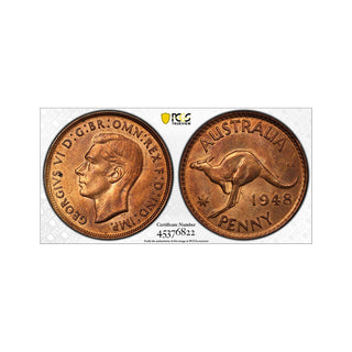 1948 M Penny 1d Graded MS63RB