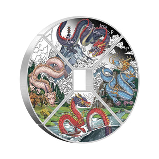 Year of the Dragon Quadrant 2024 1oz Silver Proof Coloured Four-Coin Set