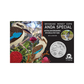 2023 ANDA Brisbane Money Expo 1oz Silver Australian Kookaburra with Brolga Privy