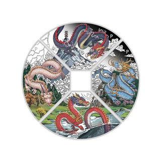 Year of the Dragon Quadrant 2024 1oz Silver Proof Coloured Four-Coin Set