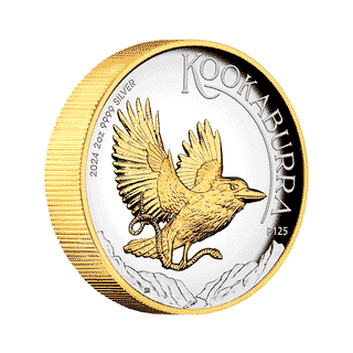 Australian Kookaburra 2024 2oz Silver Proof High Relief Gilded Coin