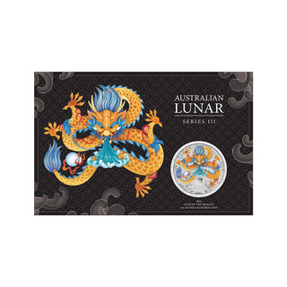 Australian Lunar Series III 2024 Year of the Dragon 1oz Silver Coloured Coin in Card