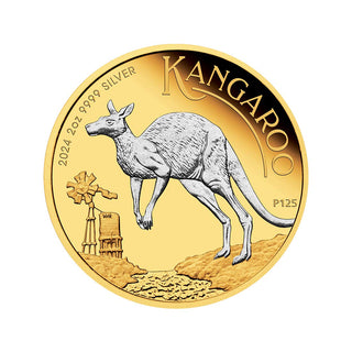 Australian Kangaroo 2024 2oz Silver Reverse Gilded Coin