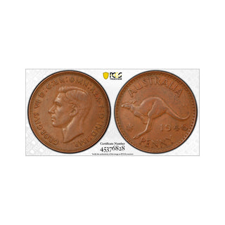 1946 M One Penny 1d Graded XF45