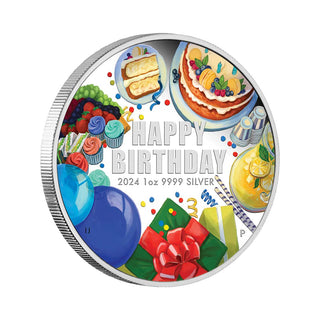 Happy Birthday 2024 1oz Silver Proof Coloured Coin