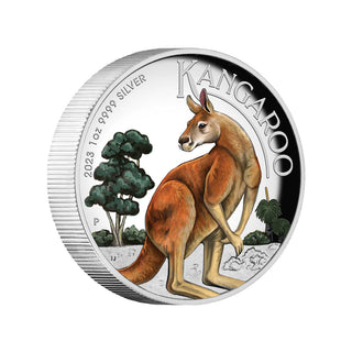 Australian Kangaroo 2023 1oz Silver Proof High Relief Coloured Coin