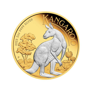 Australian Kangaroo 2023 2oz Silver Reverse Gilded