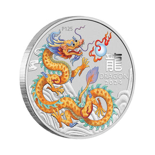 ANA Show Special - Golden Dragon 2024 Year of the Dragon 1oz Silver Coloured Coin in Card