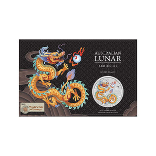 ANA Show Special - Golden Dragon 2024 Year of the Dragon 1oz Silver Coloured Coin in Card