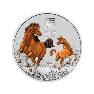 2026 Year of the Horse 1/4oz Silver Coloured Coin in Card Hobart Money Expo