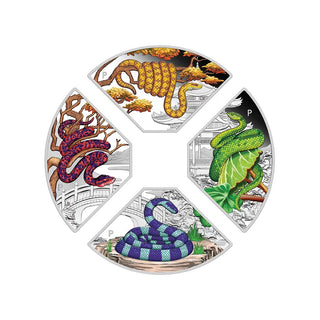 2025 Year of the Snake Quadrant 1oz Silver Proof Coloured Four-Coin Set