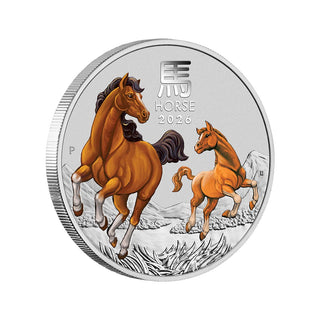 2026 Year of the Horse 1/4oz Silver Coloured Coin in Card Hobart Money Expo
