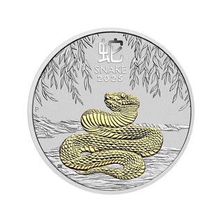 2025 Australian Lunar Series III Year of the Snake 1oz Silver Gilded Coin