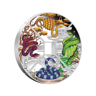 2025 Year of the Snake Quadrant 1oz Silver Proof Coloured Four-Coin Set