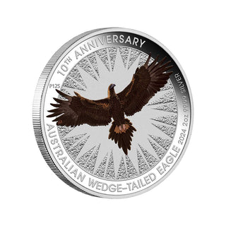 2024 Australian Wedge-Tailed Eagle 10th Anniversary 2oz Silver Coloured Coin in Card