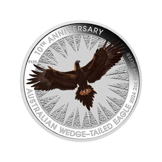 2024 Australian Wedge-Tailed Eagle 10th Anniversary 2oz Silver Coloured Coin in Card