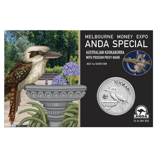 2022 Kookaburra 1oz Silver With Possum Privy Mark Melbourne ANDA