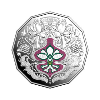 2025 50c Coloured Fine Silver Christmas Festive Florals Proof Coin