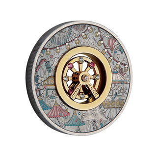 2025 2oz Silver Antiqued Ferris Wheel Coloured Coin