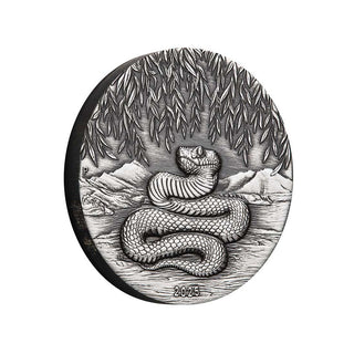 2025 Australian Lunar Series III Year of the Snake 2oz Silver Antiqued Coin